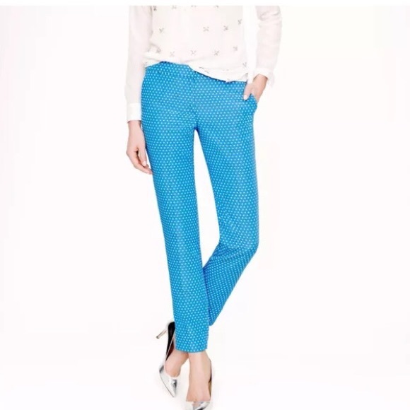J. Crew Pants - J Crew blue polka dot jacquard cafe Capri 4